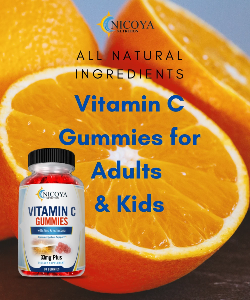 Bottle of Vitamin C Gummies for Immune & Heart Support – 60ct, 33mg+ to support health and wellness