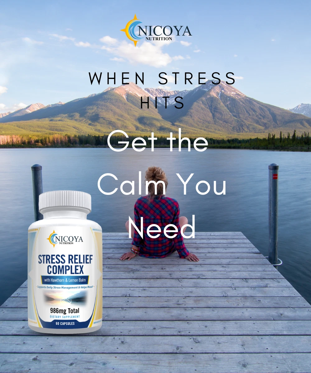 Bottle of Stress Relief & Anti-Anxiety Vitamin Supplement – Natural Calming Capsules to support health and wellness