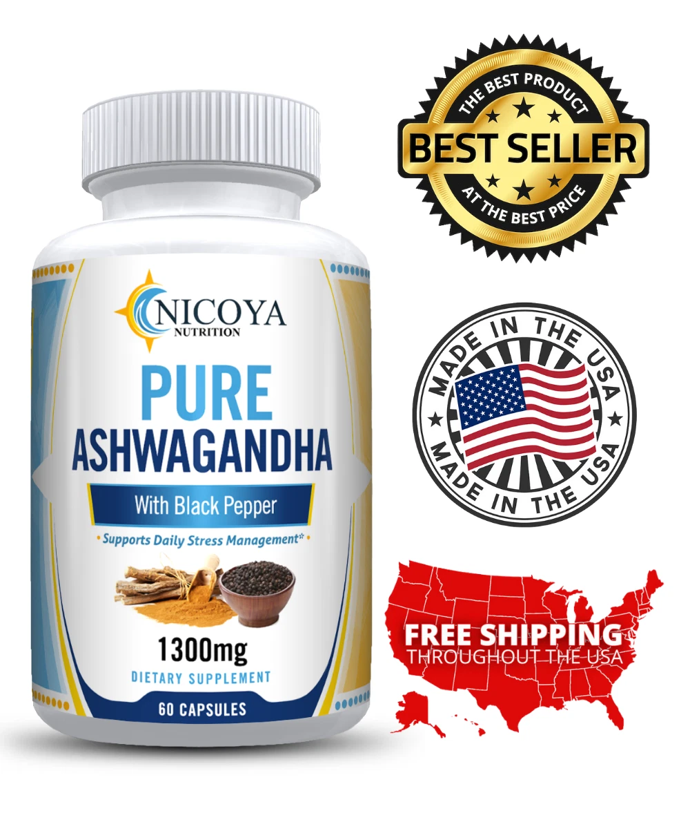 Bottle of Ashwagandha Supplement for Stress & Calm Support – 1300mg, 60ct to support health and wellness