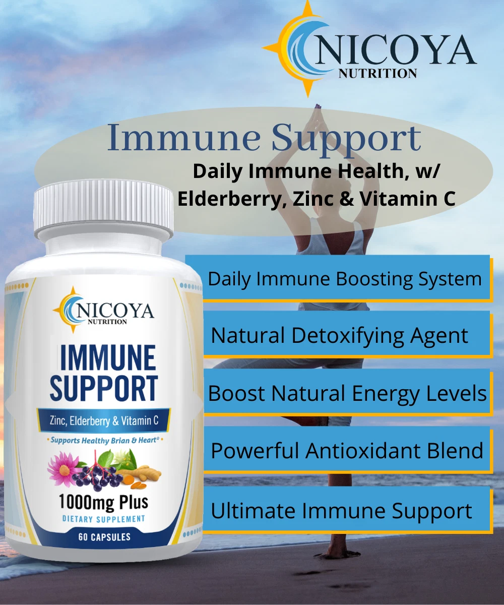Bottle of 12 in 1 Daily Immune Support 1000mg+ for Viral Defense & Antioxidants to support health and wellness