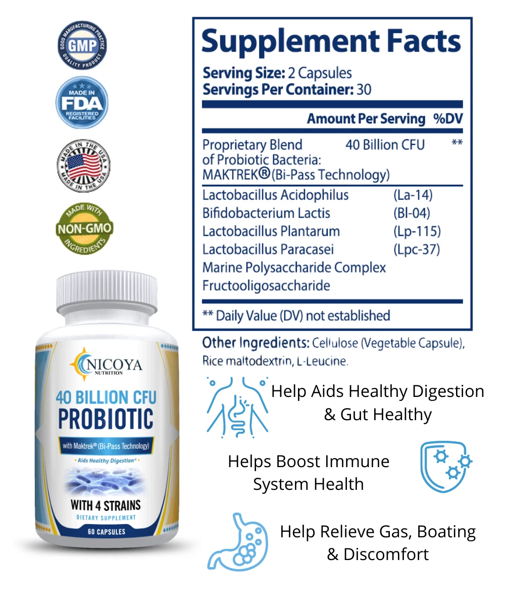 Bottle of Probiotic Supplement for Digestive & Immune Support – 40 Billion CFU, 60 CT to support health and wellness