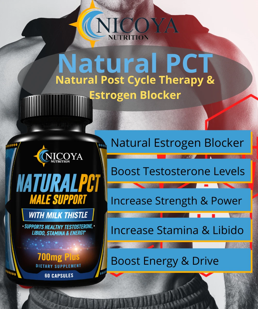 Bottle of PCT Supplement for Hormone & Male Support – 700 MG+ to support health and wellness