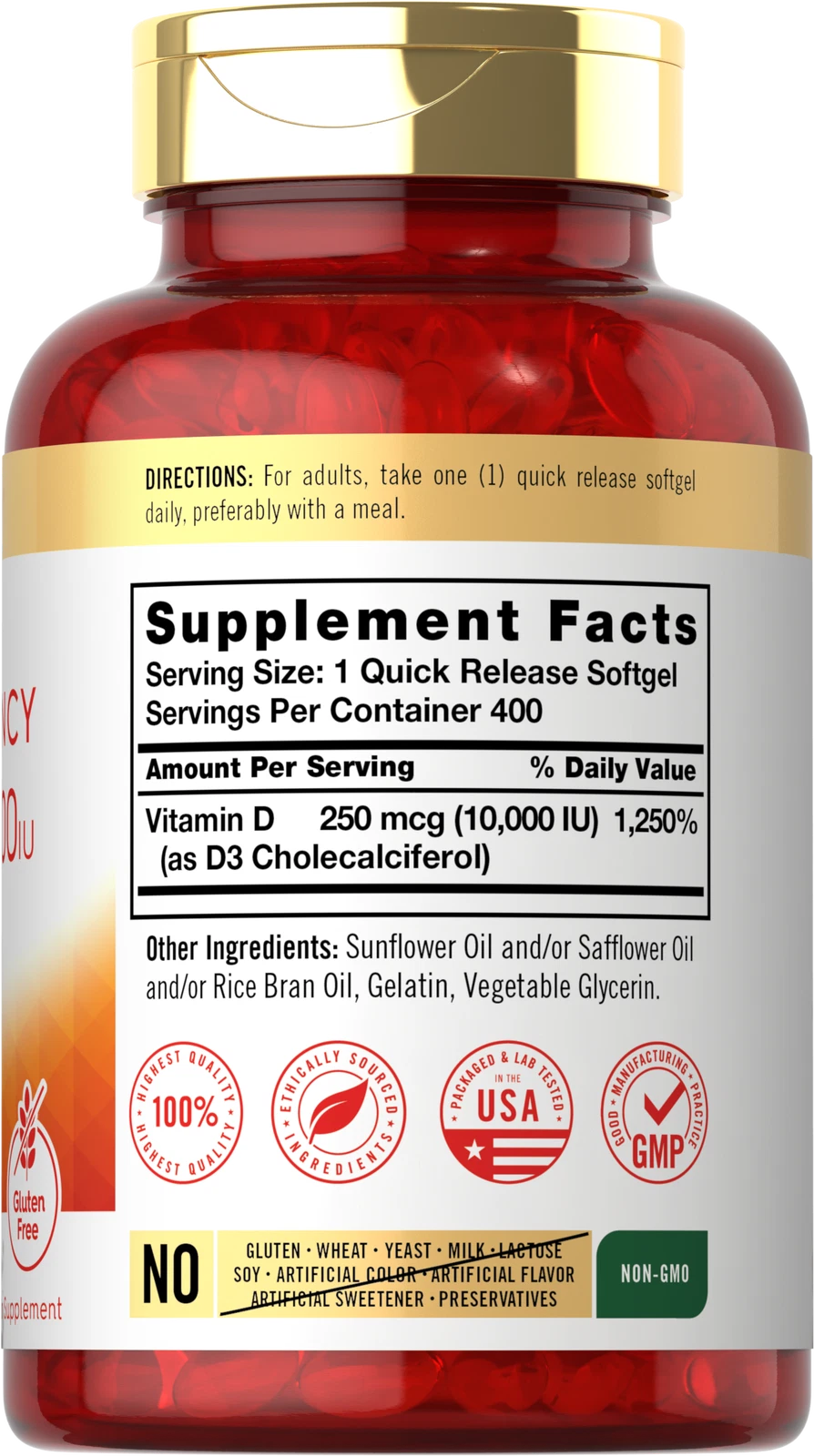 Bottle of Vitamin D3 10000 IU to support health and wellness