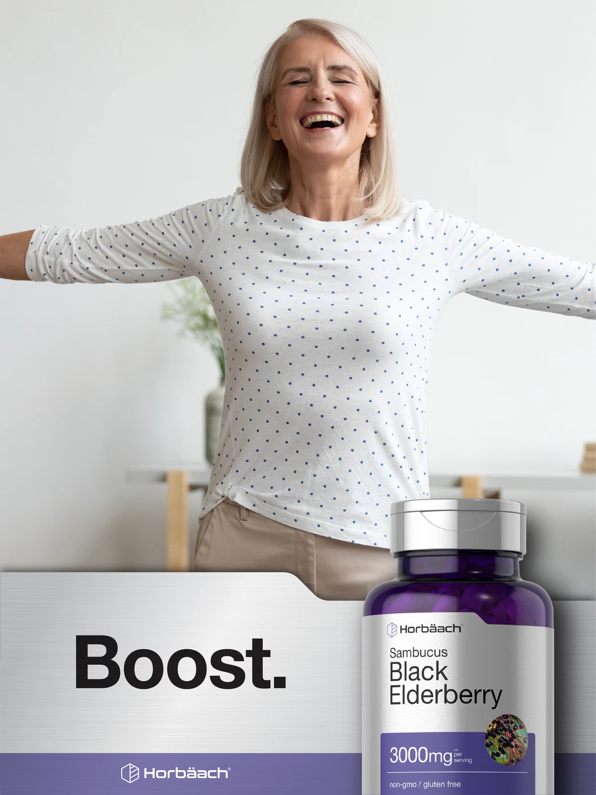 Bottle of Black Elderberry Capsules 3000mg to support health and wellness