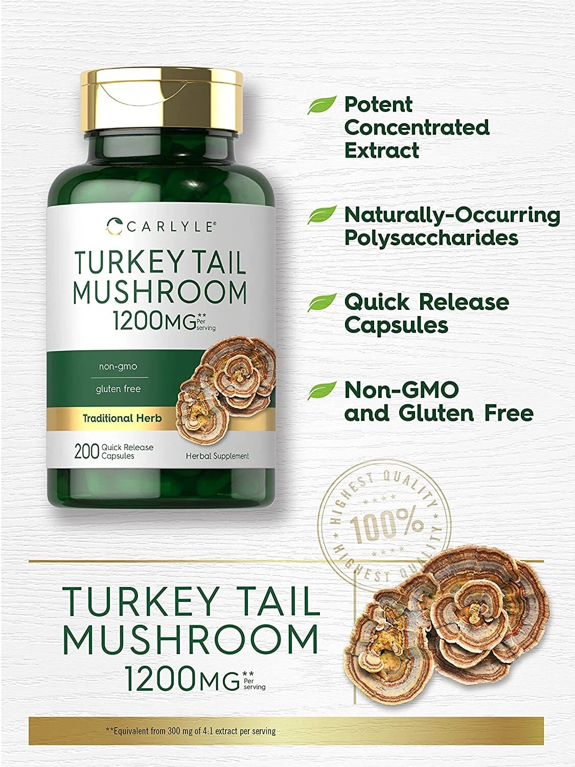 Bottle of Turkey Tail Mushroom 1200mg to support health and wellness