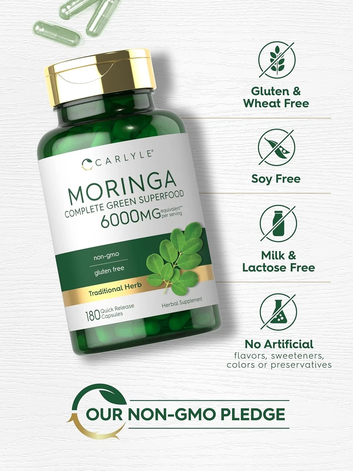 Bottle of Moringa Oleifera 6000mg to support health and wellness