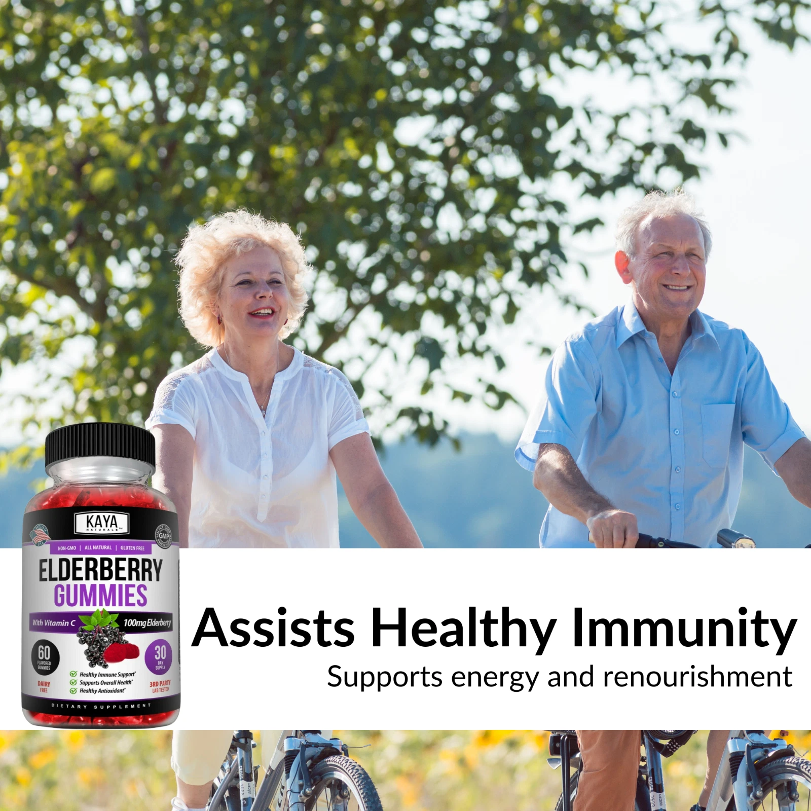 Bottle of Sambucus Black Elderberry with elderberry to support immune system