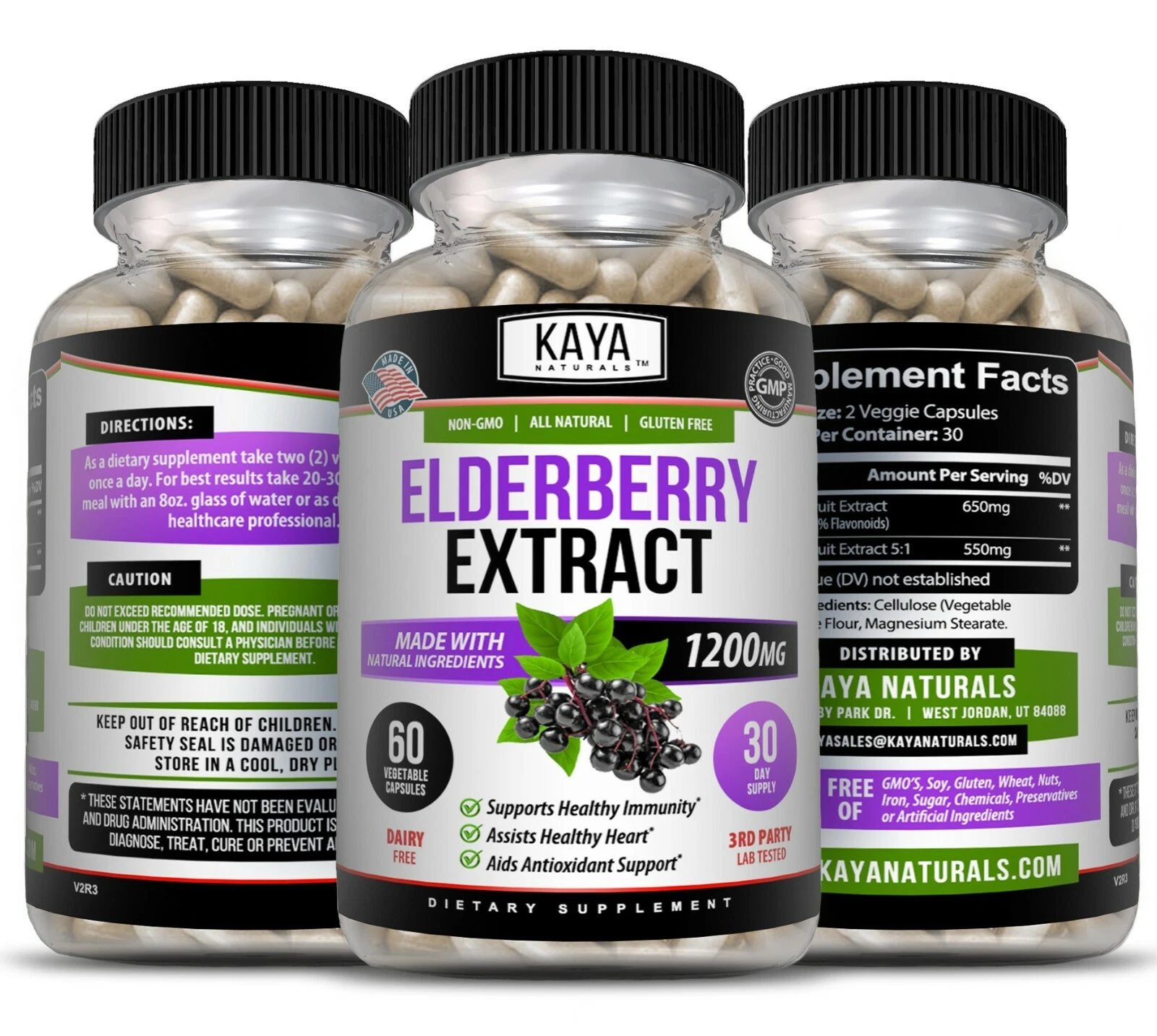 Bottle of Sambucus Black Elderberry with elderberry to support immune system
