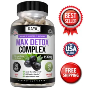 Bottle of Max Detox 60ct with detox, liver & colon support to support health and wellness