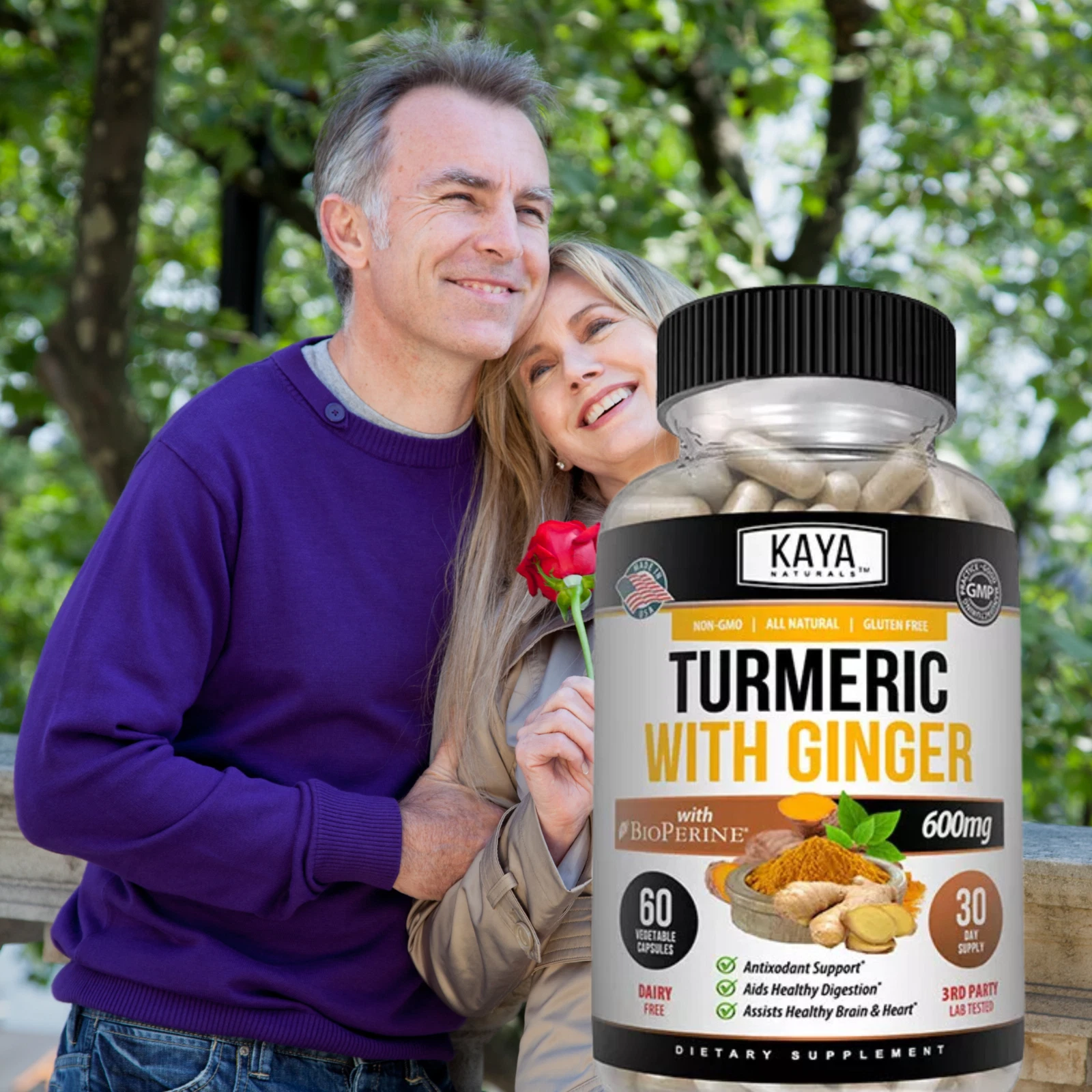 Bottle of Turmeric Curcumin with Ginger 60ct with turmeric, joint pain support to support health and wellness