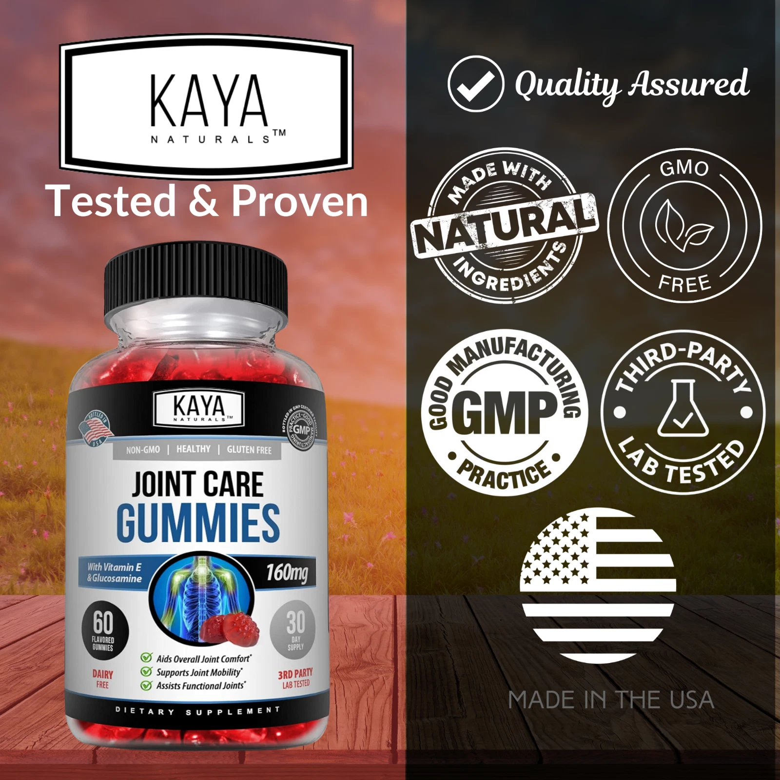 Bottle of Joint Care Gummies 2 Pack 60ct with glucosamine, joint pain & mobility support to support health and wellness