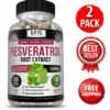 Bottle of Resveratrol Capsules 2 Pack with resveratrol, anti-aging & antioxidant support to support health and wellness
