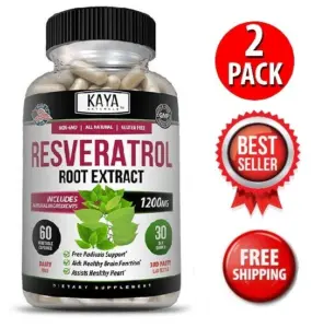 Bottle of Resveratrol Capsules 2 Pack with resveratrol, anti-aging & antioxidant support to support health and wellness