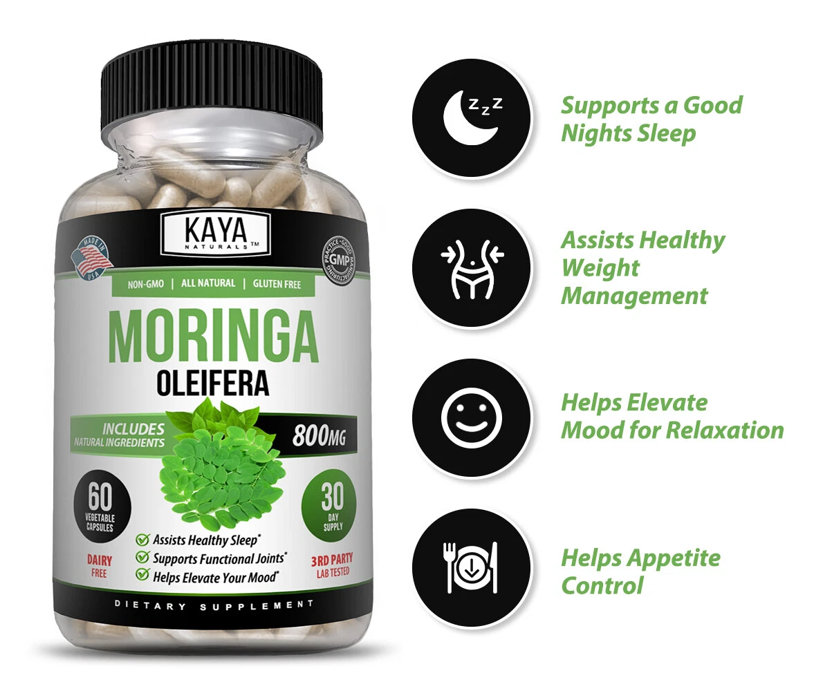 Bottle of Moringa 60ct with moringa, antioxidant & superfood support to support health and wellness