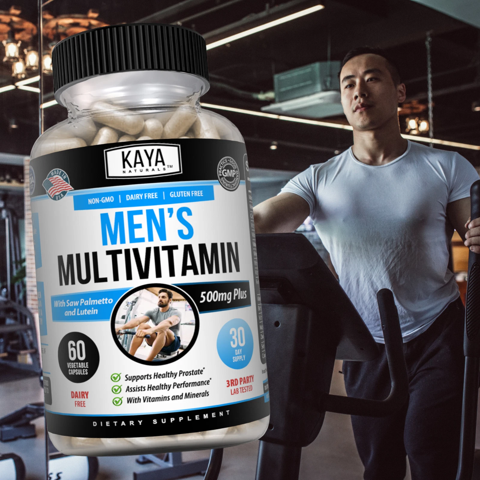 Bottle of Multi Vitamin for Men 2 Pack with multivitamin, prostate health support to support health and wellness
