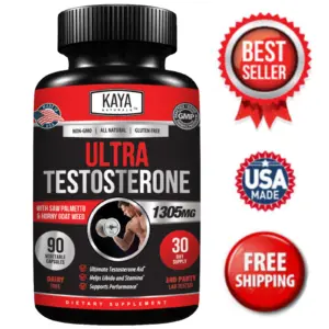 Bottle of Testosterone Booster 90ct with testosterone, energy & muscle support to support health and wellness