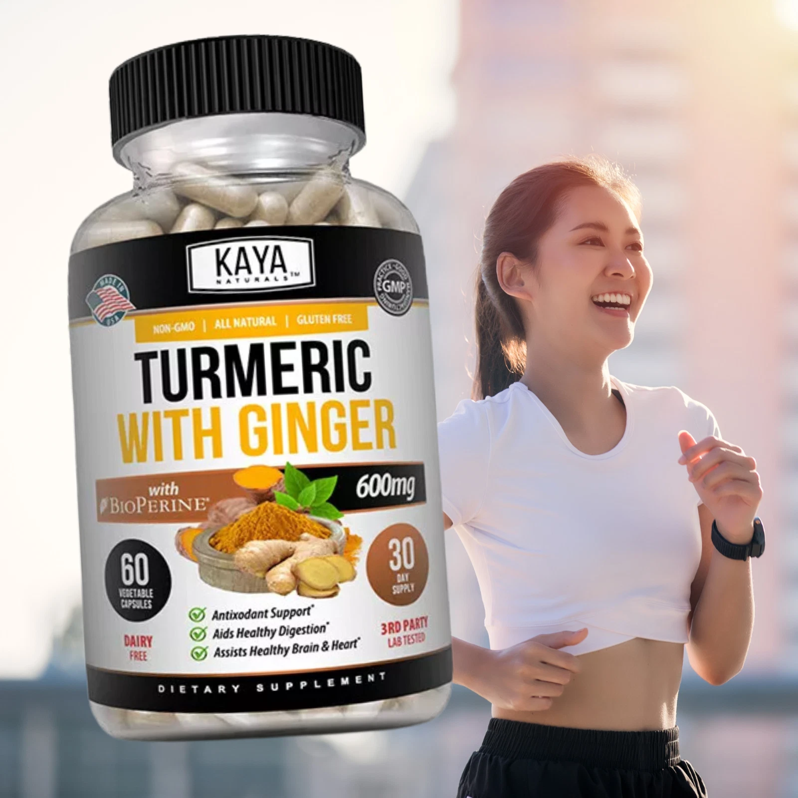 Bottle of Turmeric Curcumin with Ginger 2 Pack 60ct with turmeric, joint pain support to support health and wellness