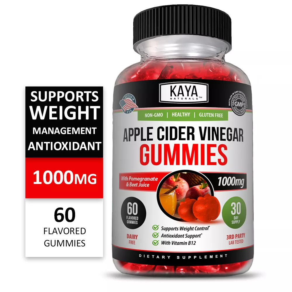 Bottle of Apple Cider Vinegar Gummies 60ct with apple cider vinegar, weight loss & detox support to support health and wellness