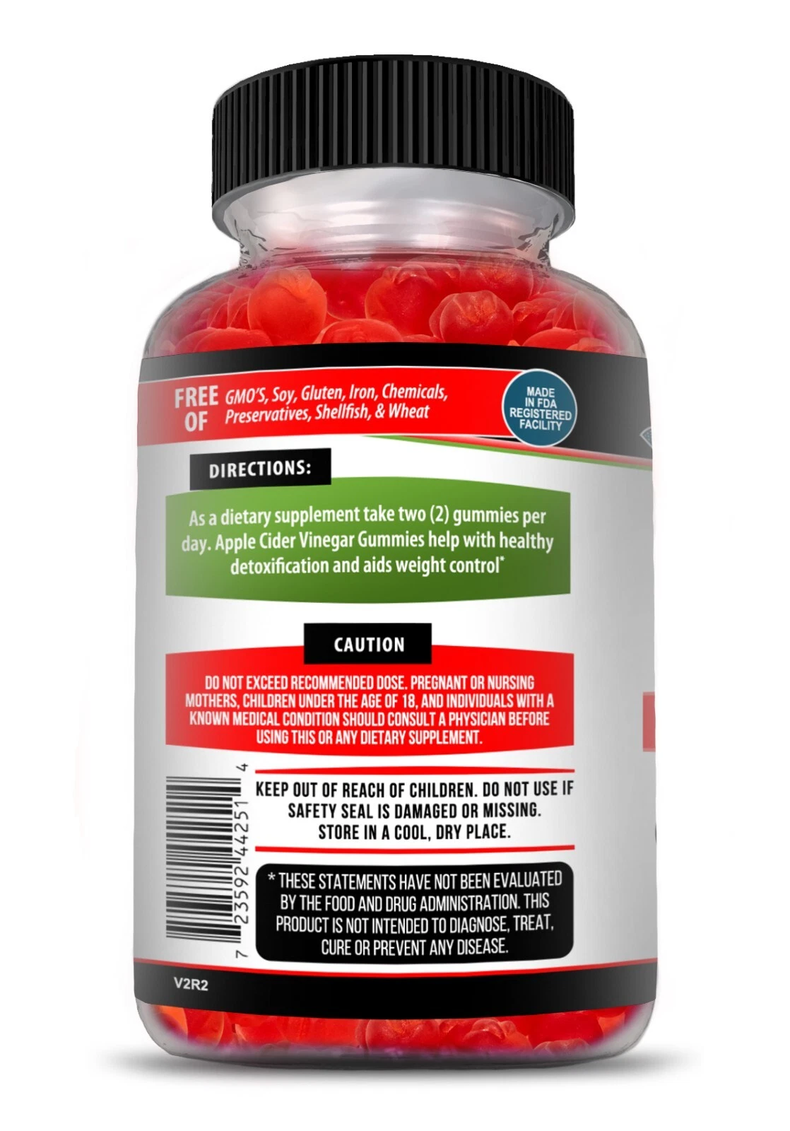 Bottle of Apple Cider Vinegar Gummies 60ct with apple cider vinegar, weight loss & detox support to support health and wellness