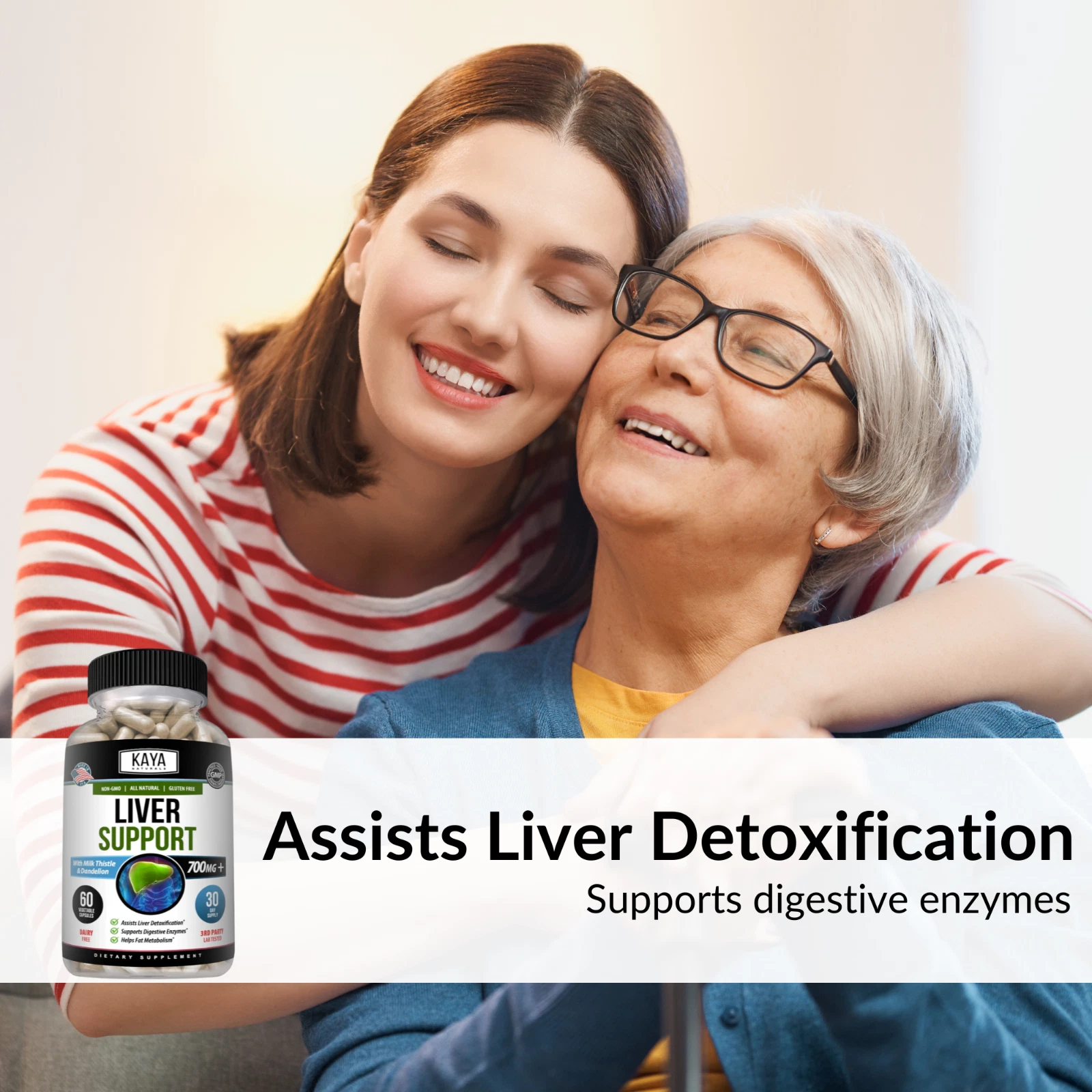 Bottle of Liver Support Formula with nac, liver detox & repair to support health and wellness