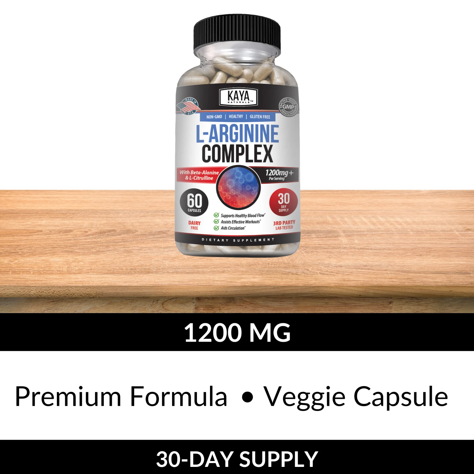 Bottle of L-Arginine 2 Pack 60ct with l-arginine, nitric oxide & libido support to support health and wellness