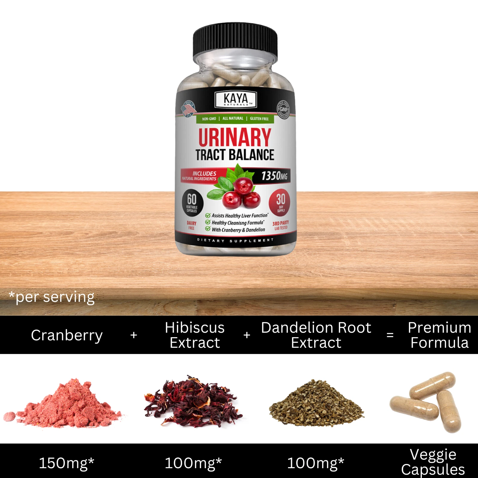 Bottle of Urinary Tract Balance 1350mg 60ct with d-mannose, urinary tract support to support health and wellness