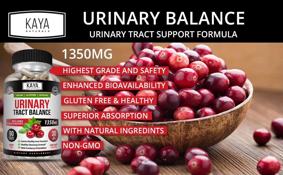 Bottle of Urinary Tract Balance 1350mg 60ct with d-mannose, urinary tract support to support health and wellness