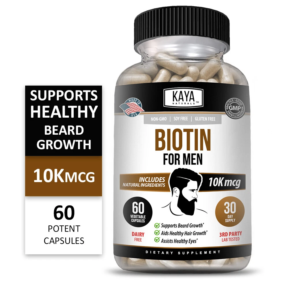Image of Men's Biotin Supplement for Hair & Skin Support – 60 Capsules