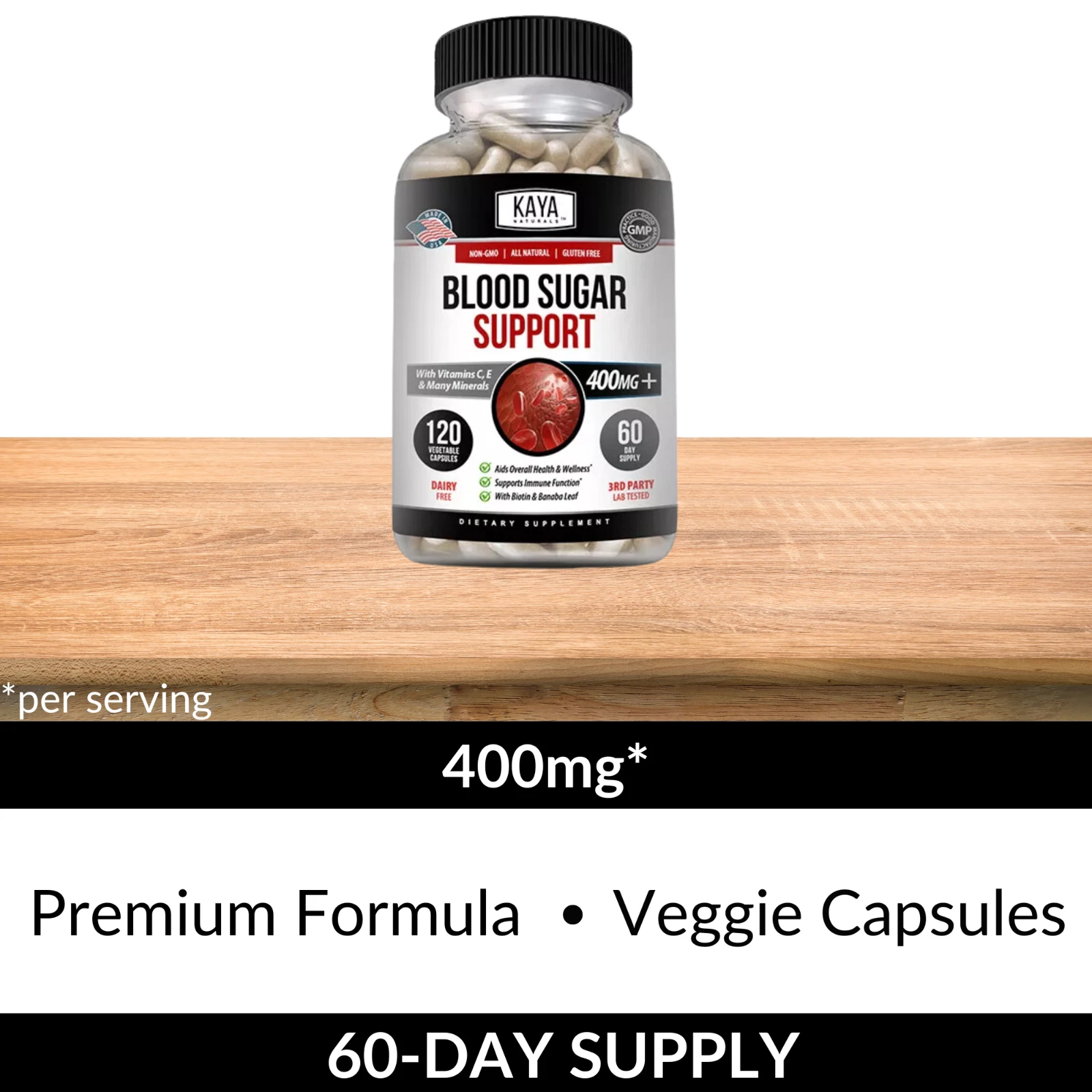 Image of Blood Sugar Support Supplement with Alpha Lipoic Acid – 120 Capsules