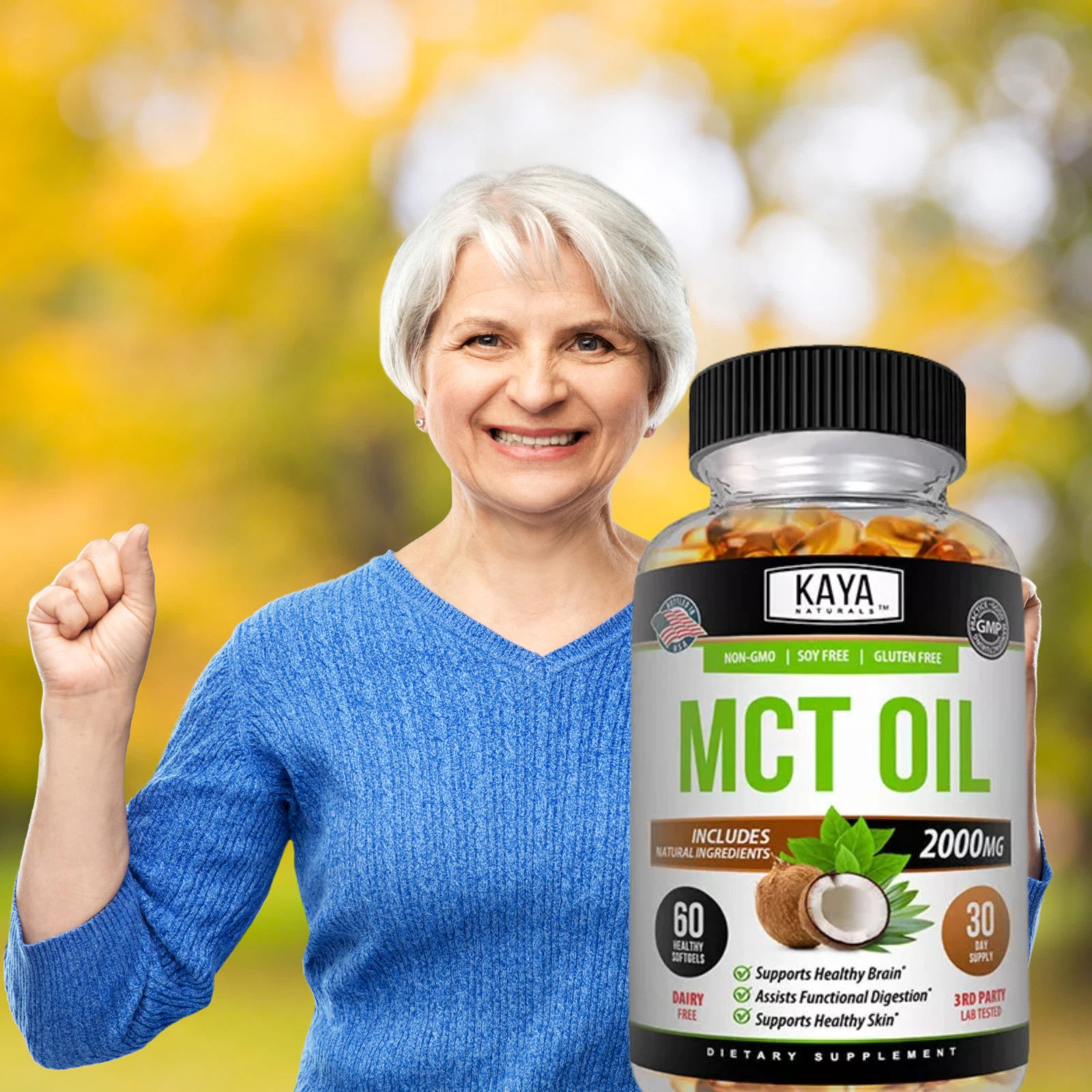 Image of Pure MCT Oil Capsules for Energy & Brain Support – 60ct, 2000mg
