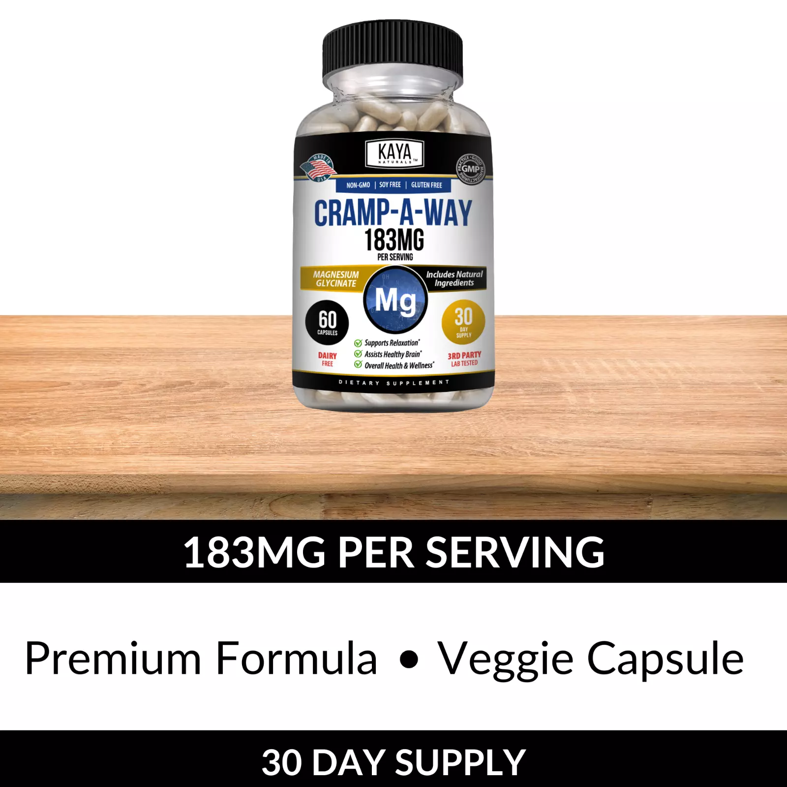 Image of Magnesium Glycinate Supplement for Sleep & Bone Support – 60 Capsules