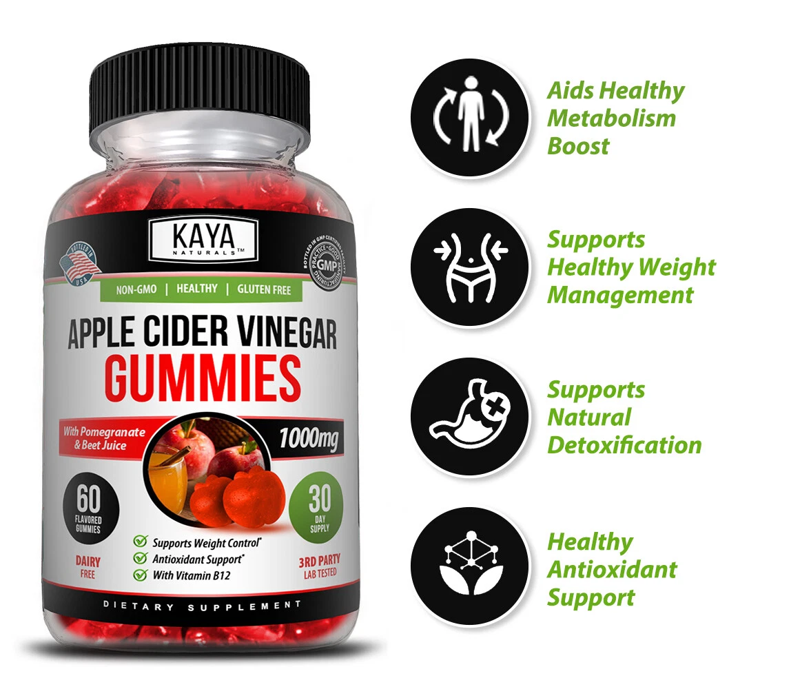 Image of Apple Cider Vinegar Gummies for Weight Loss & Detox Support – 2 Pack, 60ct, 1000mg