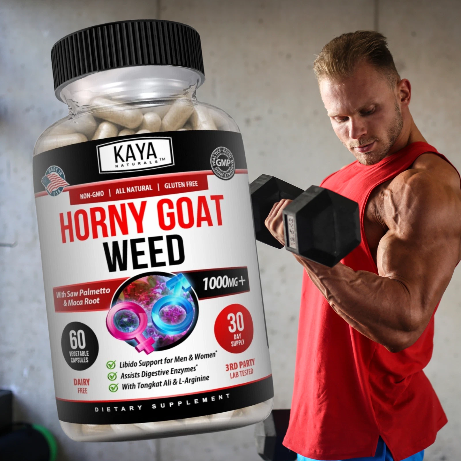 Image of Horny Goat Weed Supplement for Libido & Energy Support – Men & Women, 60 Capsules