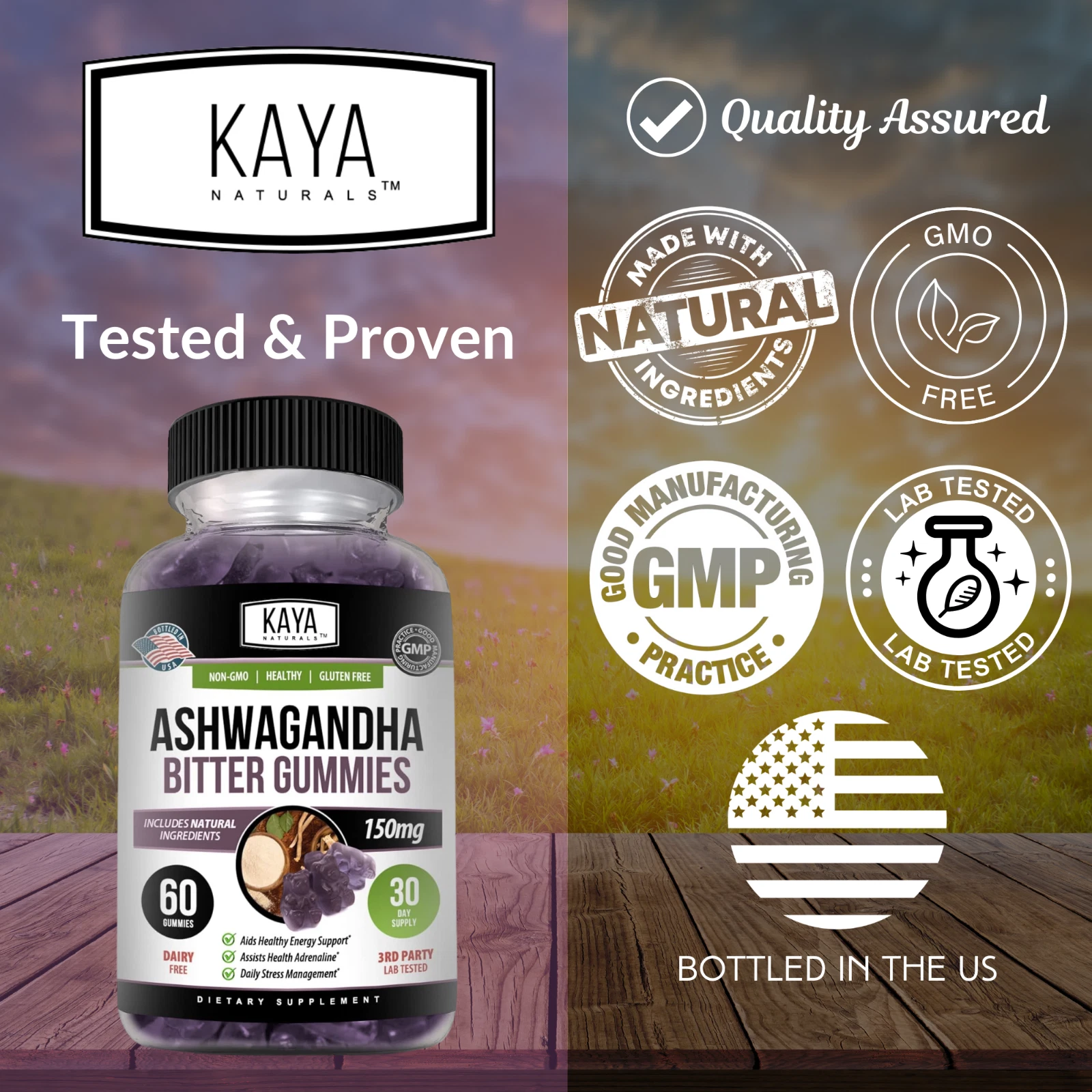 Image of Ashwagandha Gummies for Stress & Calm Support – 60ct, Natural Flavor