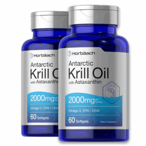 (2 Pack) Horbaach Krill Oil 2000mg – Omega-3, Heart & Brain Support, 60 Softgels