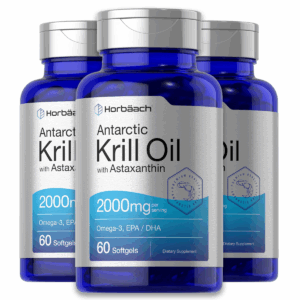 (3 Pack) Horbaach Krill Oil 2000mg – Omega-3, Heart & Brain Support, 60 Softgels